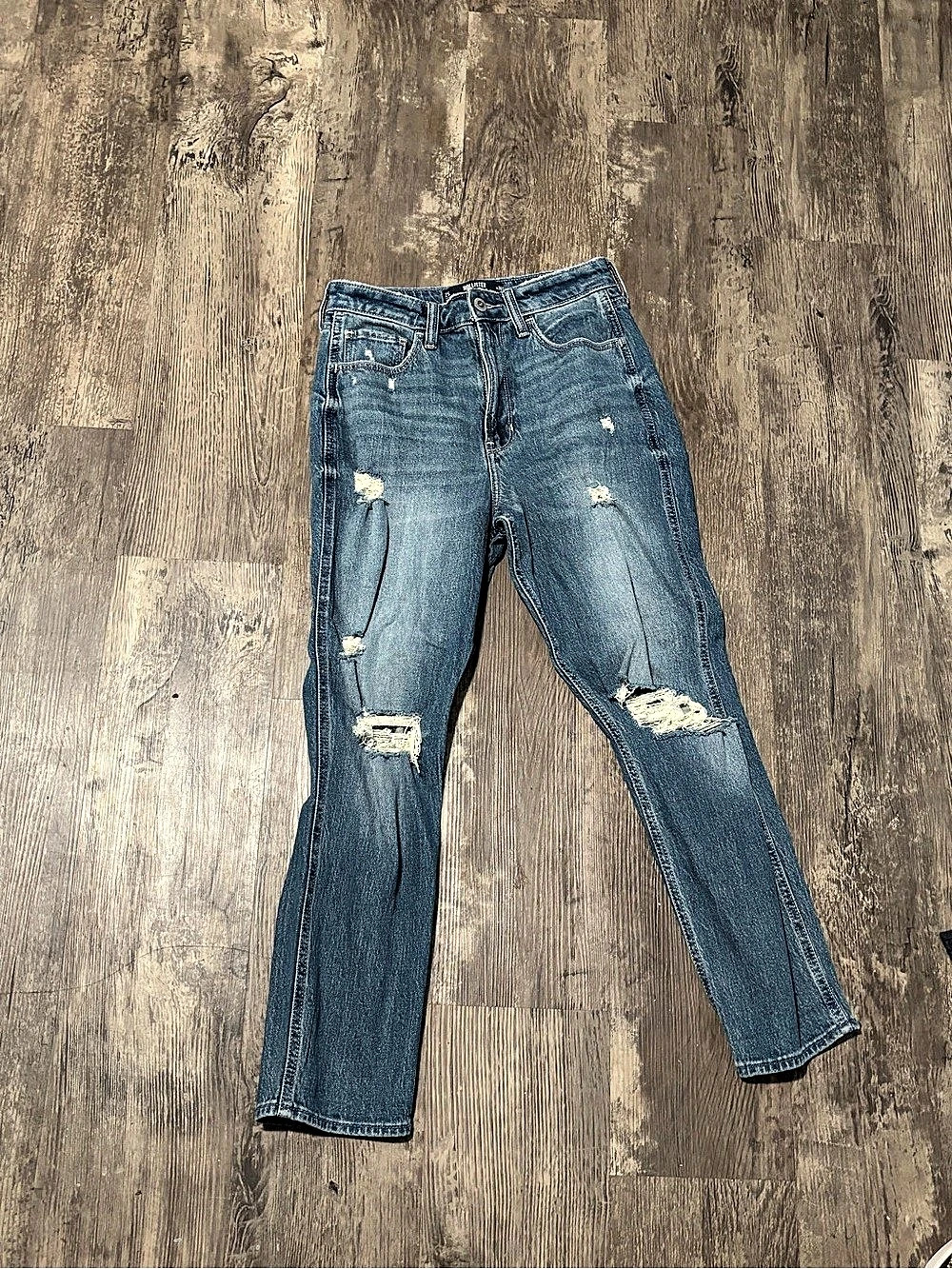 Hollister Ultra High-Rise Mom Jeans Ripped Blue Waist 2S